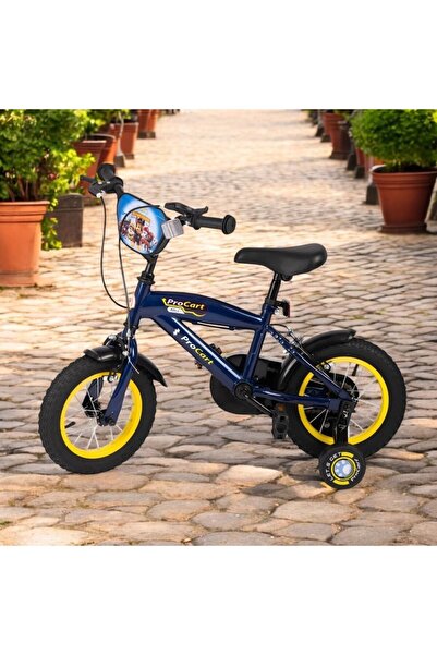 PROCART Bicicletă de 14 inch, Patrula Cățelușilor, roți de antrenament, cadru din oțel, înălțime reglabilă, frână V-frână, scut frontal
