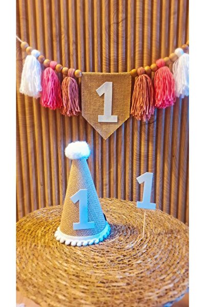 asöy 1 Year Old Hat High Chair Wall Pennant Pink One 1 Year Old Party Set of 3 Pennants