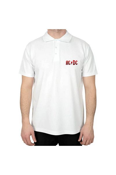 Z zepplin Tricou alb cu guler polo AC DC Distort