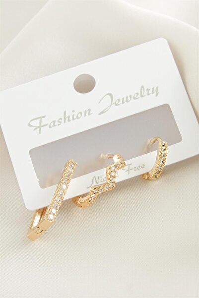 Marsilyan 3 Pieces Zigzag Zircon Stone Earrings Ilkel-Bjt940