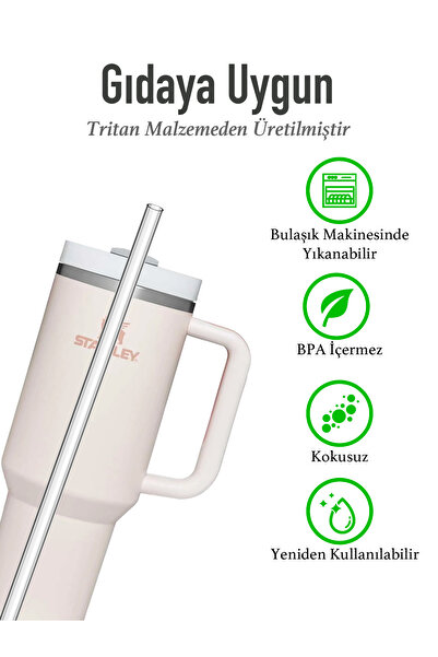 Stanley Tam Uyumlu 1.18 Model Termos Aksesuar Seti – Sızdırmaz Kapak, 6 Pipet, Taban, Fırça ve Sevimli Figür