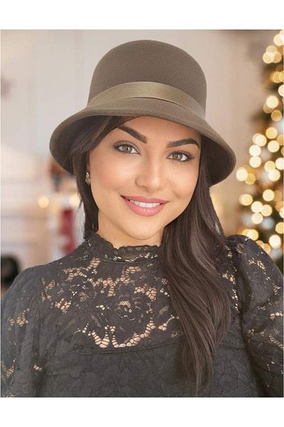 Confortino Luxury women's felt hat with small brim and satin ribbon - ONE SIZE, ADJUSTABLE