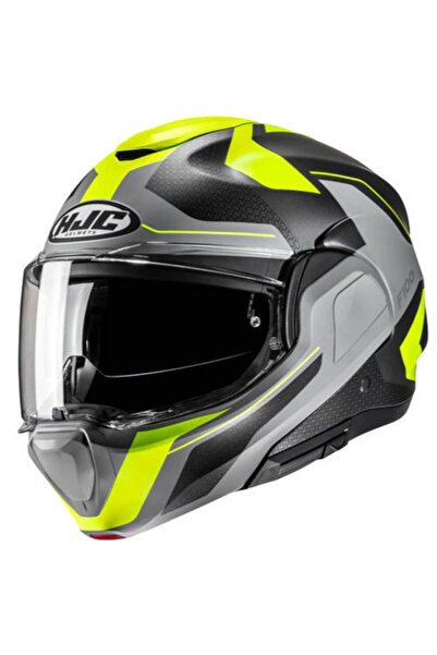HJC F100 Bios MC3HSF Çene Açılır Motosiklet Kaskı Gri Neon Sarı