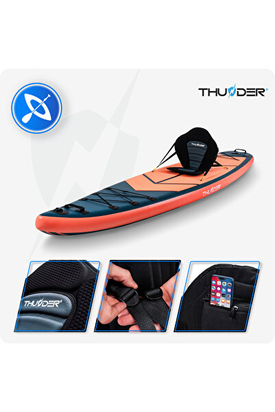 Thunder Misty Inflatable SUP Board, 365x75x15cm, Set With Backpack, Seat, Pump, Green/Salmon