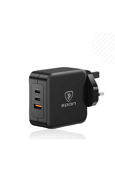 Spon شاحن جداري عالمي 100 واط (2 منفذ تايب سي + USB+ منفذ ايفون)