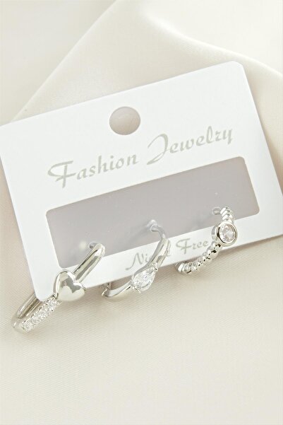 feryal 3 قطع أقراط على شكل قلب من حجر الزركون