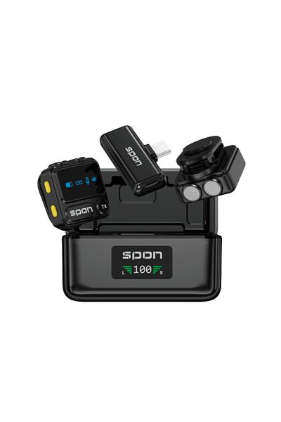 Spon 2 Wireless Microphones - Bluetooth, Type-C Port, Professional Audio Type-C for iPhone 15 and 16 and Android