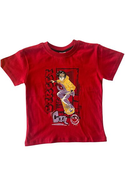 BY-GRİ Short Sleeve Printed Boy's T-Shirt