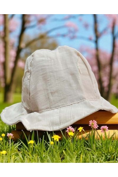 Balgüneş Tekstil Cap&More 3/6 Month Girl's Flower Hat-45Cm Beige