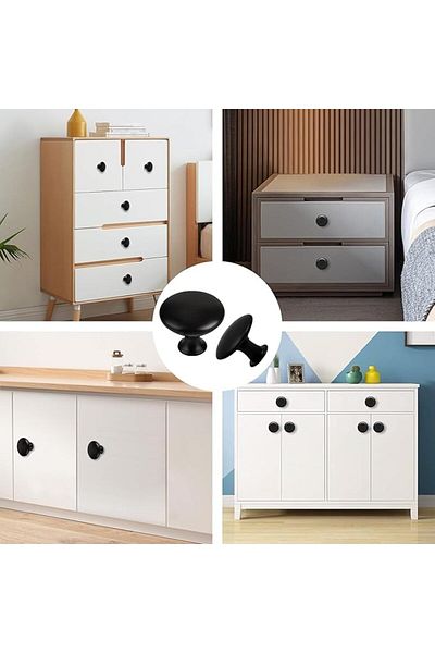 zola Set of 10 furniture handles, for doors and drawers, 3x2.6 cm, accessories included, matte black