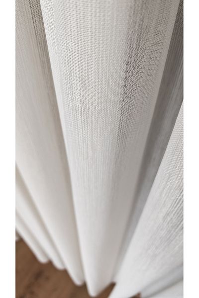 Yuka Cream Organic Bamboo Tulle Curtain 1/3 Tight Pleated Non-Wrinkle Ironing Pleated Skirt Lead
