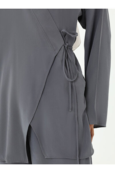 Refka Modal Pantolon Kimono İkili Takım - Gri -