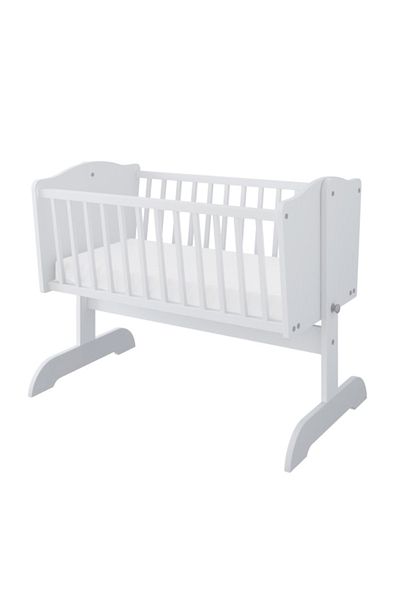 Nichiduta Patut balansoar din lemn Sweet Dream White pentru bebelusi 90x40 cm cu roti incluse,Mutare