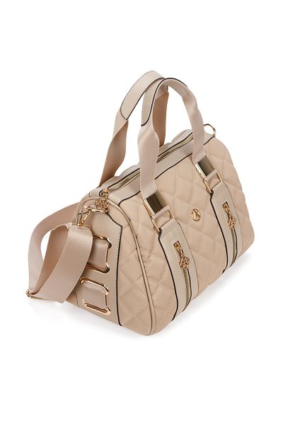 Adelina Bags Women's Quilted Embroidered Cylinder Model Hand and Cross Strap Shoulder Bag