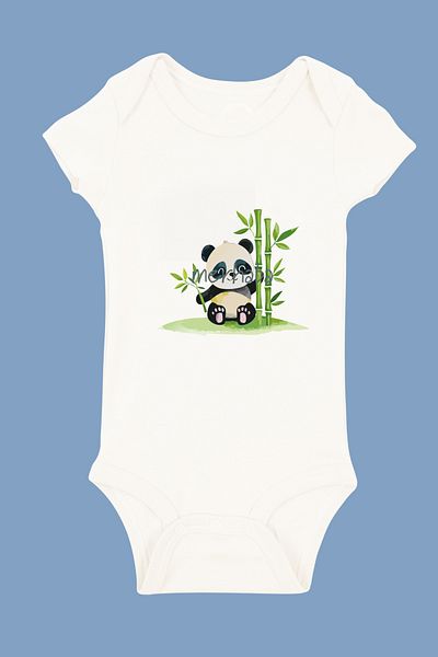 Mavipink Baby Cotton Panda Printed Short Sleeve Bodysuit