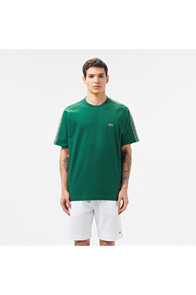 Lacoste Erkek Oversize Fit Bisiklet Yaka Baskılı Koyu Yeşil T-Shirt
