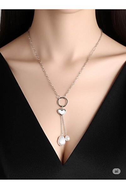 FAMEMUS ACCESSORY قلادة فضية من Steel Pearl Waterfall
