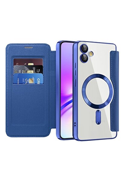 SKYDDAR INNOVATION Husă pentru Samsung Galaxy A05, SmartMag Book, Magsafe, RFiD, suport pentru card, set de autocolante, albastră