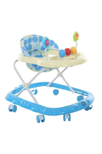 divendi-ro 8-wheeled baby walker, 2 in 1, height adjustable, plastic, 67X55X32 cm, green/blue/pink, Blue