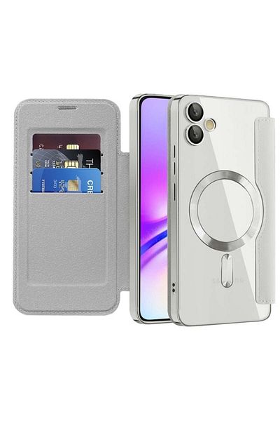 SKYDDAR INNOVATION Case for Samsung Galaxy A05, SmartMag Book, Magsafe, RFiD, Card Holder, sticker set, Gray