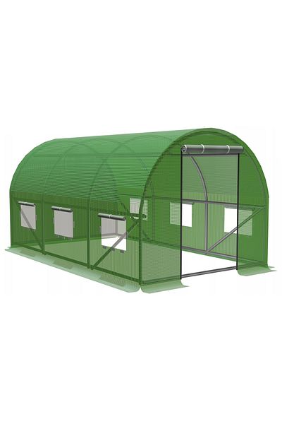 SERSIMO Sera de gradina, tip tunel cu cadru metalic, 300x200cm, verde, 6mp