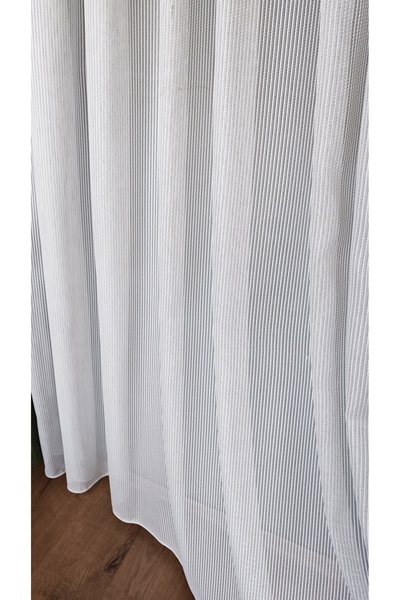 Yuka Steel Knitted Ecru Tulle Curtain 1/3 Tight Pleats No Wrinkle Ironing No Pleated Skirt Lead-Free