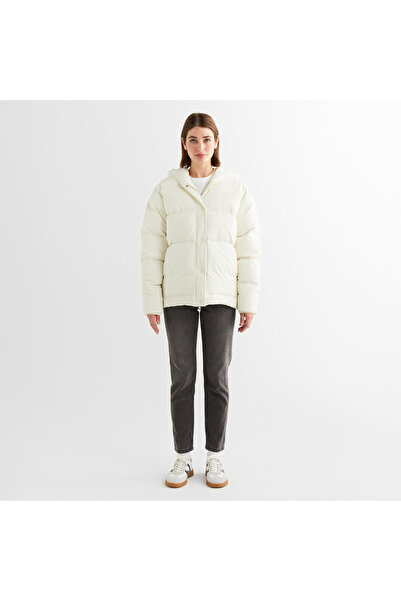 Gant Kadın Krem Kapüşonlu Kapitone Mont
