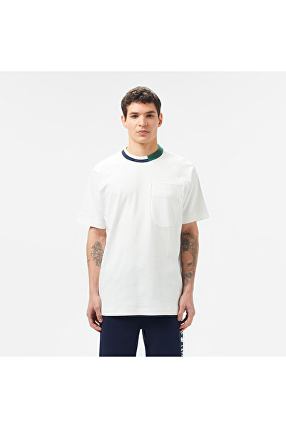 Lacoste Erkek Bisiklet Yaka Beyaz Cepli T-Shirt