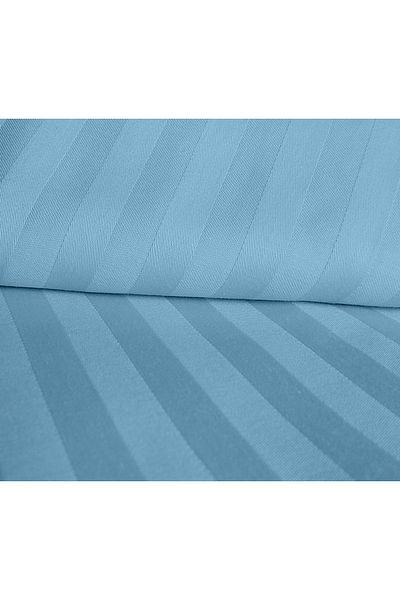 Five Store Lenjerie de pat pentru o persoana, Elegance, bumbac damasc, dunga 1cm, albastru celest, 3 piese