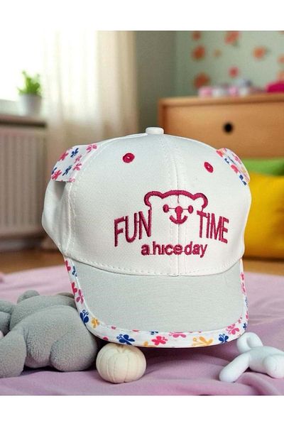 Balgüneş Tekstil 1/3 Years Old Fun Time Girl's Cap (48-50 cm) White