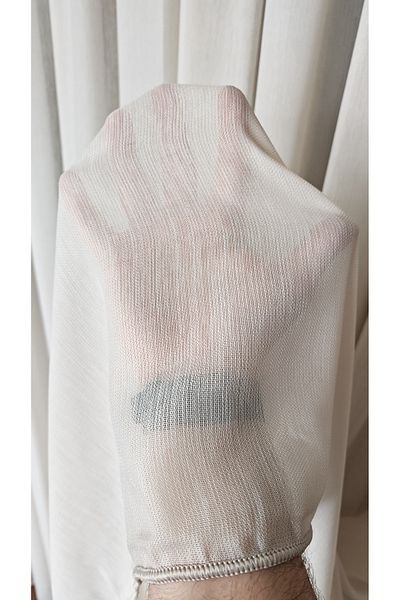 Yuka Cream Organic Bamboo Tulle Curtain 1/3 Tight Pleated Non-Wrinkle Ironing Pleated Skirt Lead