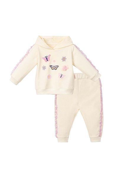 NECİXS BEBEE Butterfly Hooded Tracksuit Set Ecru