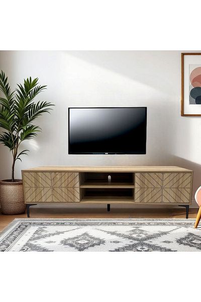 Al Saada Home وحدة تلفزيون - 160×40×44 سم - بني غامق