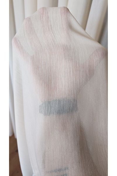 Yuka Cappuccino Organic Bamboo Tulle Curtain 1/3 Tight Pleated Non-Wrinkle Ironing Ask Not Skirt Lead