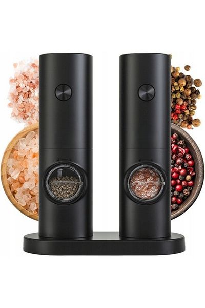zola Set 2 rasnite electrice cu suport, macinare reglabila, LED, 70 ml/55 g, 19.5x16.5x7.5 cm