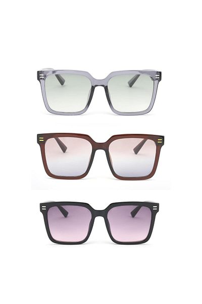 Lozzo Triple Advantage Set Women's Uv400 Protection Square Sunglasses 23002