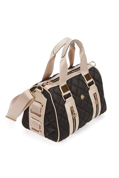 Adelina Bags Women's Quilted Embroidered Cylinder Model Hand and Cross Strap Shoulder Bag