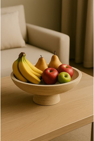 Strauss Home Travertine / Marble Series Natural Travertine Stone Decorative Bowl – 40 cm