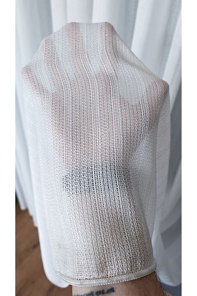 Yuka Steel Knitted Ecru Tulle Curtain 1/3 Tight Pleats No Wrinkle Ironing No Pleated Skirt Lead-Free