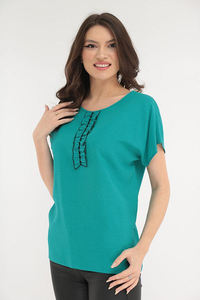 Vanessa Line RO Turquoise casual blouse made of viscose