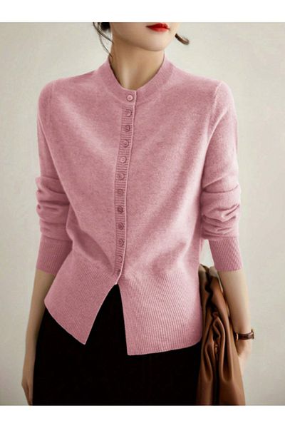 Ugdelia Women's Multi-Button Soft Textured Knitwear Cardigan
