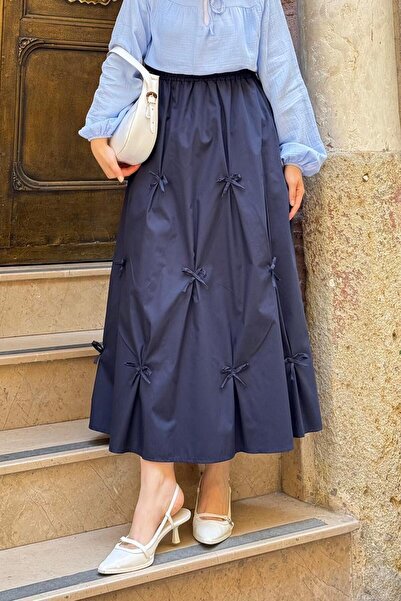 lamelif Bow Skirt Navy Blue