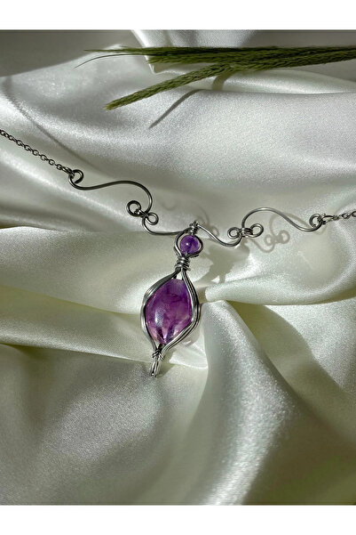 Freya Atelier Venus Ametist Doğal Taş Çelik Kolye