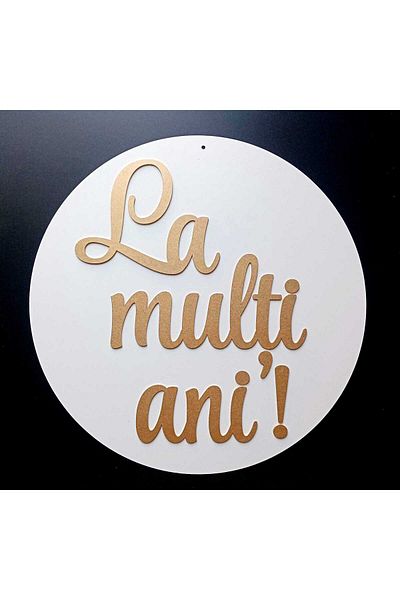 OEM Round white HDF panel, 50 cm, with the text "Happy Birthday"