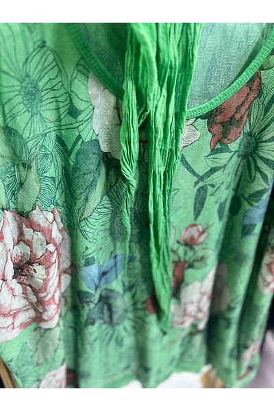 Butik Ayseba Italian Blouse Tie Dye Pattern Sequin Detailed Blouse with Shawl
