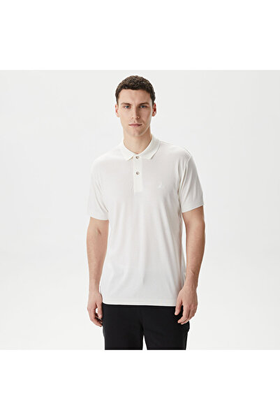 Nautica Erkek Kırık Beyaz Classic Fit Kısa Kollu Polo Yaka T-Shirt