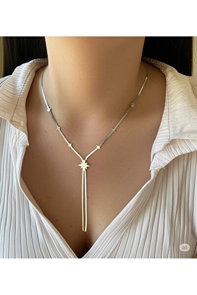 FAMEMUS ACCESSORY قلادة على شكل حرف Y من ستيل ستار لومينس