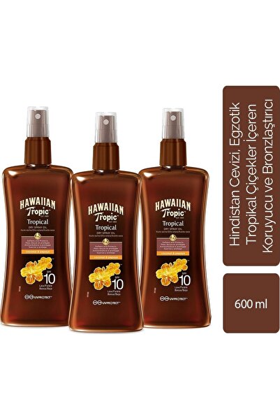 Hawaian Tropic Koruyucu Ve Bronzlaştırıcı Yağ Spf 10 x 3 adet