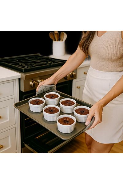 zola Set of 6 heat-resistant ceramic pots, capacity 200 ml, diameter 9 cm, height 4.6 cm, white
