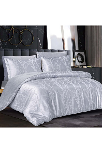 Alhabib bedding Luxury winter Lino bedspread, queen size, 200x150 cm, gray jacquard velvet, 4 pieces